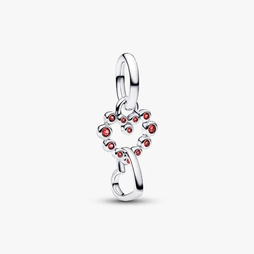Pandora Charm Pendant Intertwined Hearts with Red Crystals