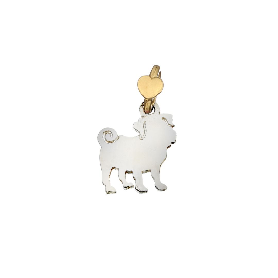 Charm Pug Dodo Mariani en plata y oro amarillo de 9 quilates