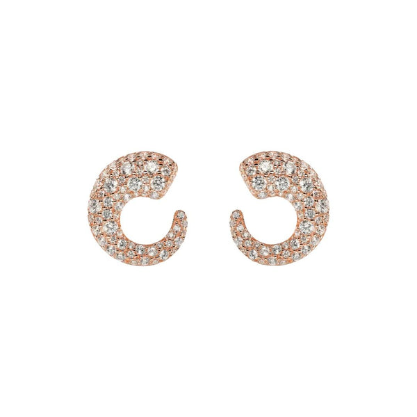 Pendientes Bronzallure de semicírculo en oro rosa degradado y pavé mixto