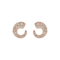 Bronzallure Semicircle Stud Earrings in Mixed Pavé and Graduated Rose Gold