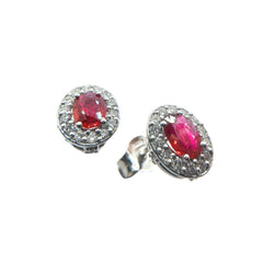Davite&amp;Delucchi White Gold Stud Earrings with Diamonds and Rubies