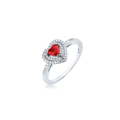 Anello Mirco Visconti con Rubino taglio Cuore e Doppio Contorno di Diamanti ABA10477/5R