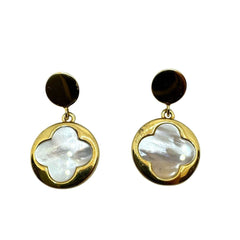 Bronzallure Golden Earrings with Four-Leaf Clover in White Mother of Pearl