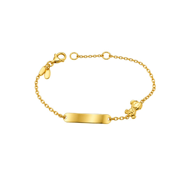 Bracciale Handmade Bimbo in Oro Giallo 18 KT con Targhetta e Cagnolino BR179