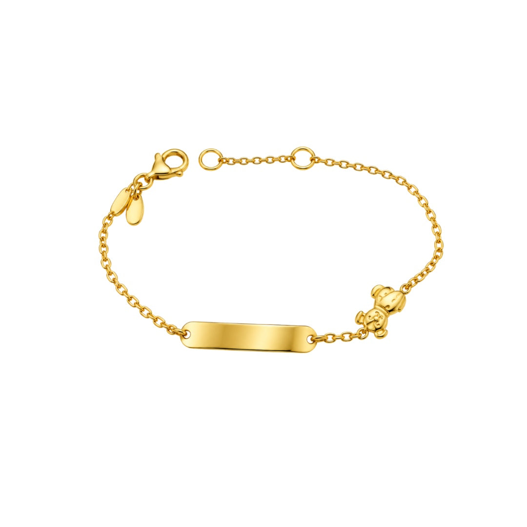 Bracciale Handmade Bimbo in Oro Giallo 18 KT con Targhetta e Cagnolino BR179