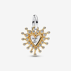 Charm colgante de corazón luminoso doble Pandora
