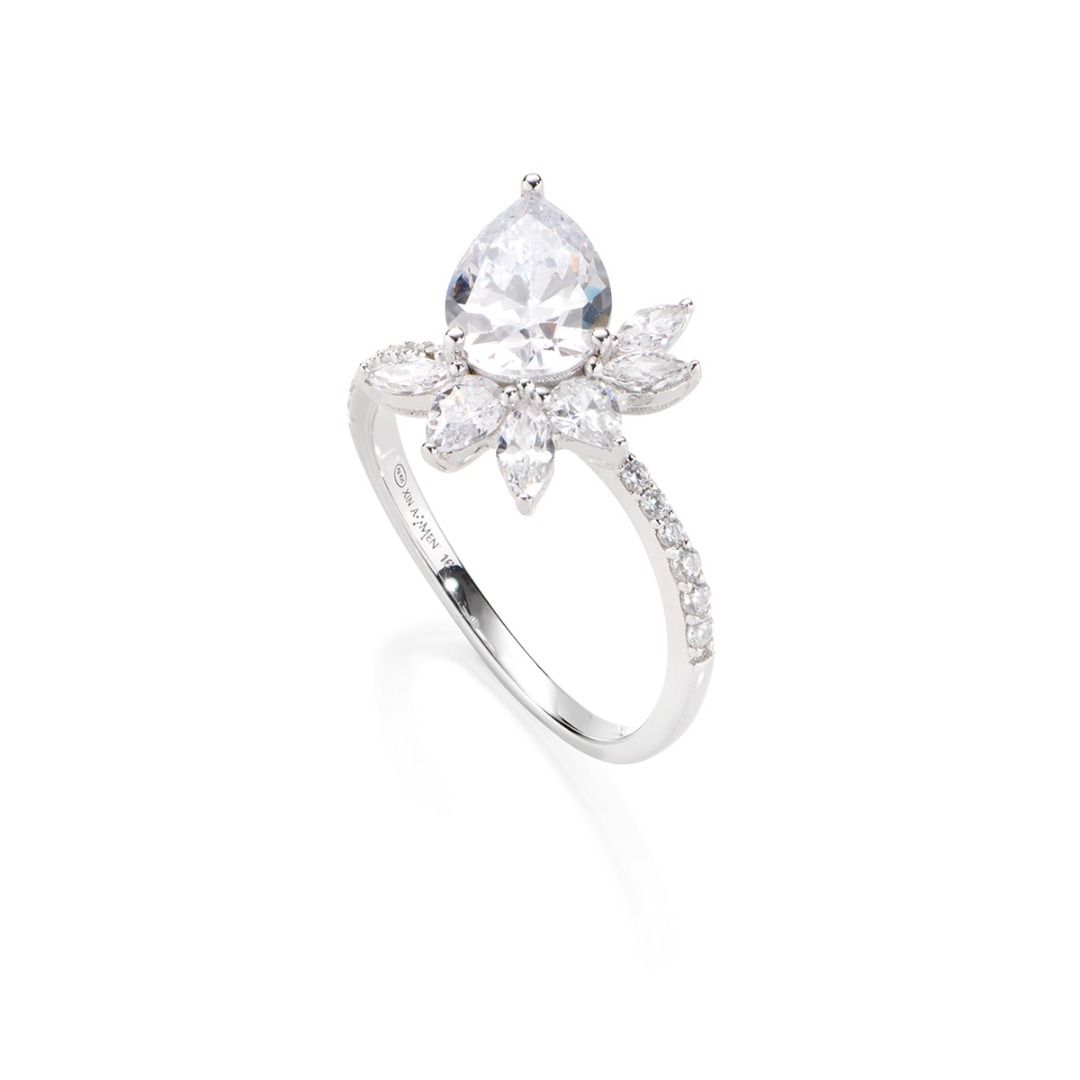 Stardust Ring in Silver with White Zircons