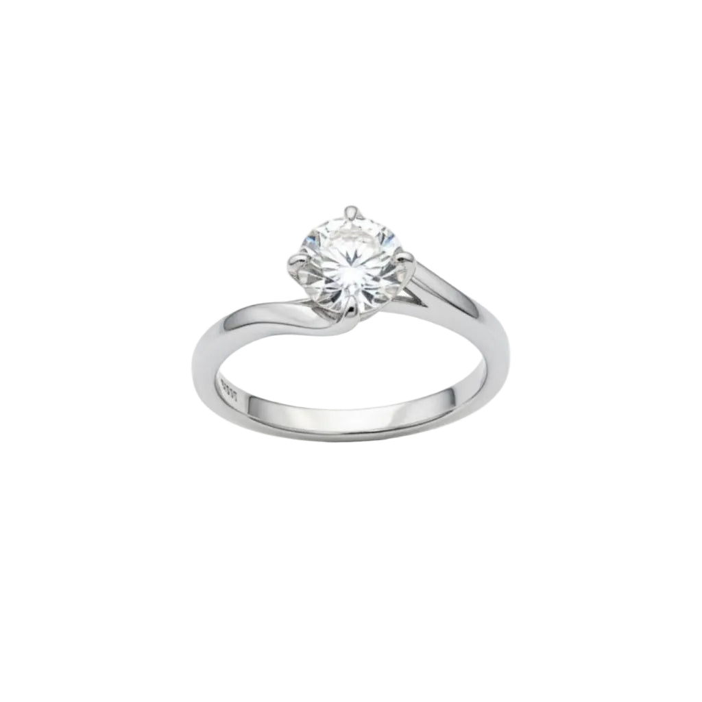 Anello Solitario Iannelli Valentino in Oro Bianco 18 KT con Diamante Naturale ct. 0,50 IGI ANXBR05