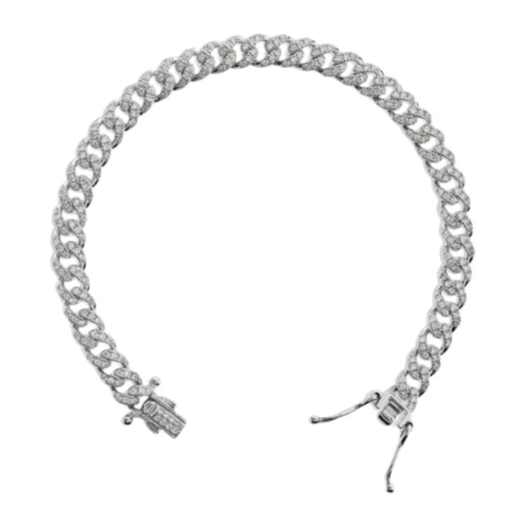 Albert M. Curb Chain Bracelet with Cubic Zirconia Pavé