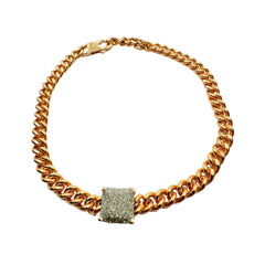 Pulsera Rebecca Jolie con cuadrado en plata rosa y polvo de diamantes