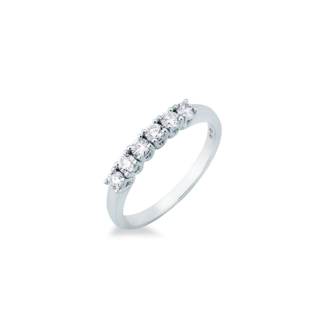 Anello Mirco Visconti Veretta 6 Pietre in Oro Bianco 18 KT e Diamanti Naturali GM105/ED10