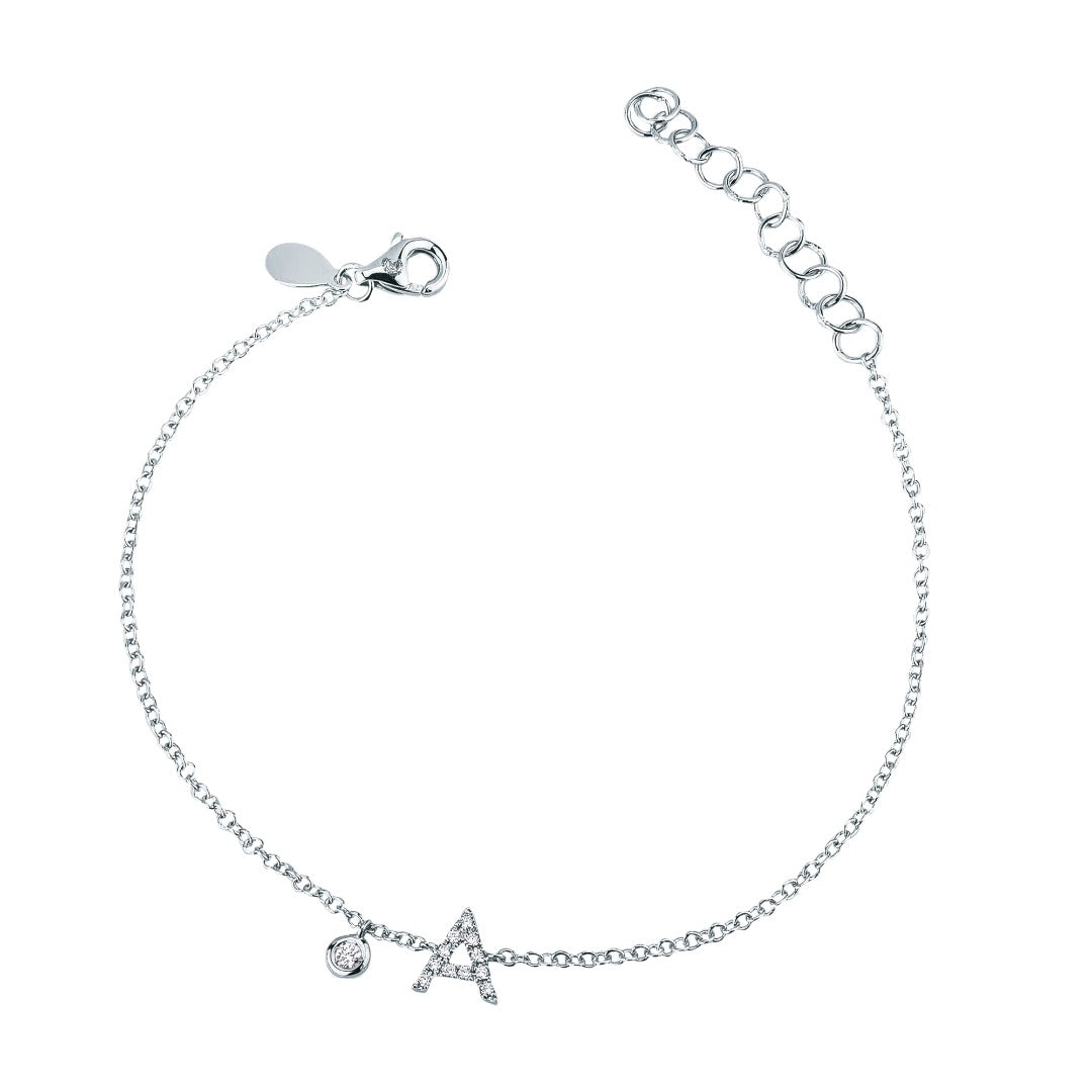 Bracciale Mirco Visconti Con Iniziale in Oro Bianco 18 KT e Diamanti -