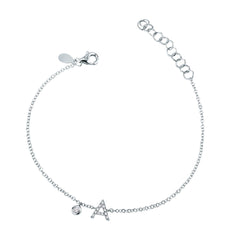Bracciale Mirco Visconti Con Iniziale in Oro Bianco 18 KT e Diamanti -