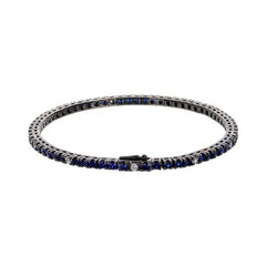 Albert M. Tennis Bracelet Two-Tone Blue and White with Cubic Zirconia