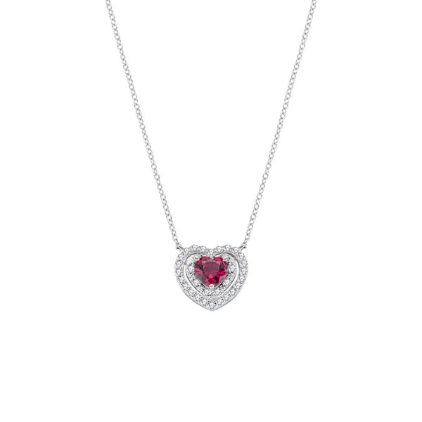 Collana Amen Batticuore con Zircone Bianco in Argento 925 -