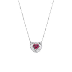 Amen Batticuore Necklace with White Zircon in 925 Silver -