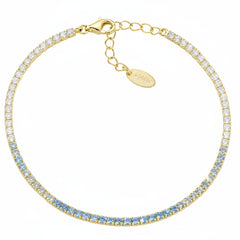 Pulsera de oro Amen Tennis Mania con circonitas aguamarinas