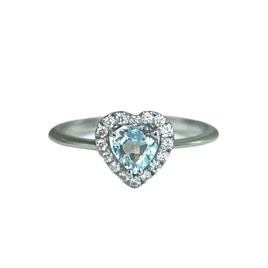 Anello Bibigì In Oro Bianco Con Acquamarina Taglio Cuore