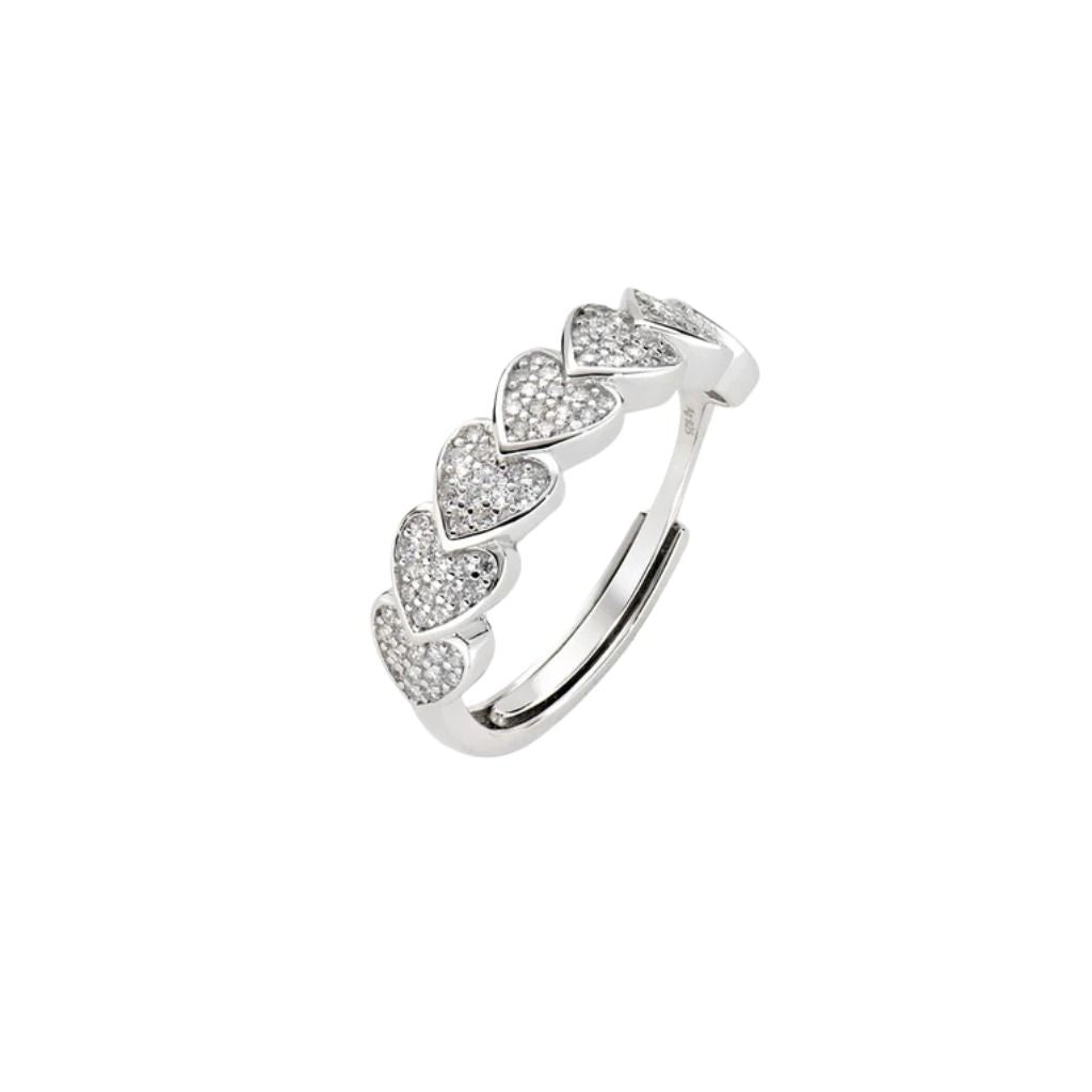 Anello Amen Tanti Cuori Pavé Regolabile In Argento R7HSCBBZ2