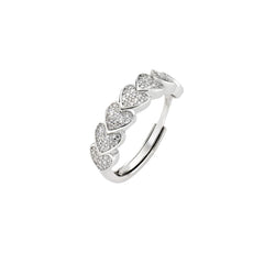 Anello Amen Tanti Cuori Pavé Regolabile In Argento R7HSCBBZ2