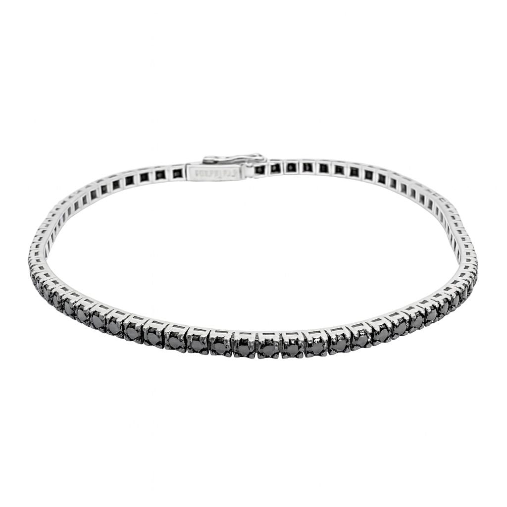 Pulsera de tenis Davite&amp;Delucchi en oro blanco y diamantes negros