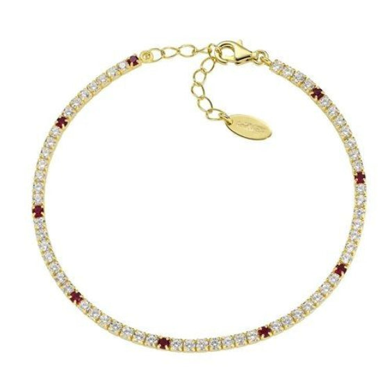 Bracciale Amen Tennis Mania Dorato Con Zirconi Rossi E Bianchi BT1G7BR17