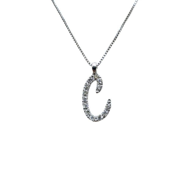 Collana in Oro Bianco con lettera C con Diamanti DS64/10