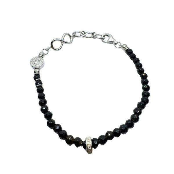 Maria Cristina Sterling Bracelet with Black Spinel and Infinity