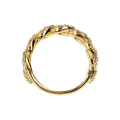 Anillo Bronzallure de banda dorada con cadena cuadrada y pavé de circonitas cúbicas