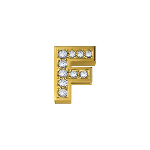 Letter F Elements in Yellow Gold and 0.02 ct Diamonds