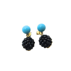 Pendientes Rajola Tosca con pasta de turquesa y espinela negra