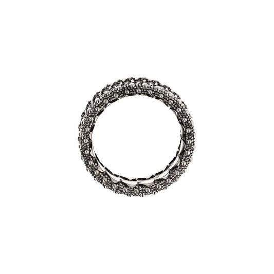 Anello Albert M. A Fascia Con Spinello Nero E Bordi Texture Riccio Di Mare