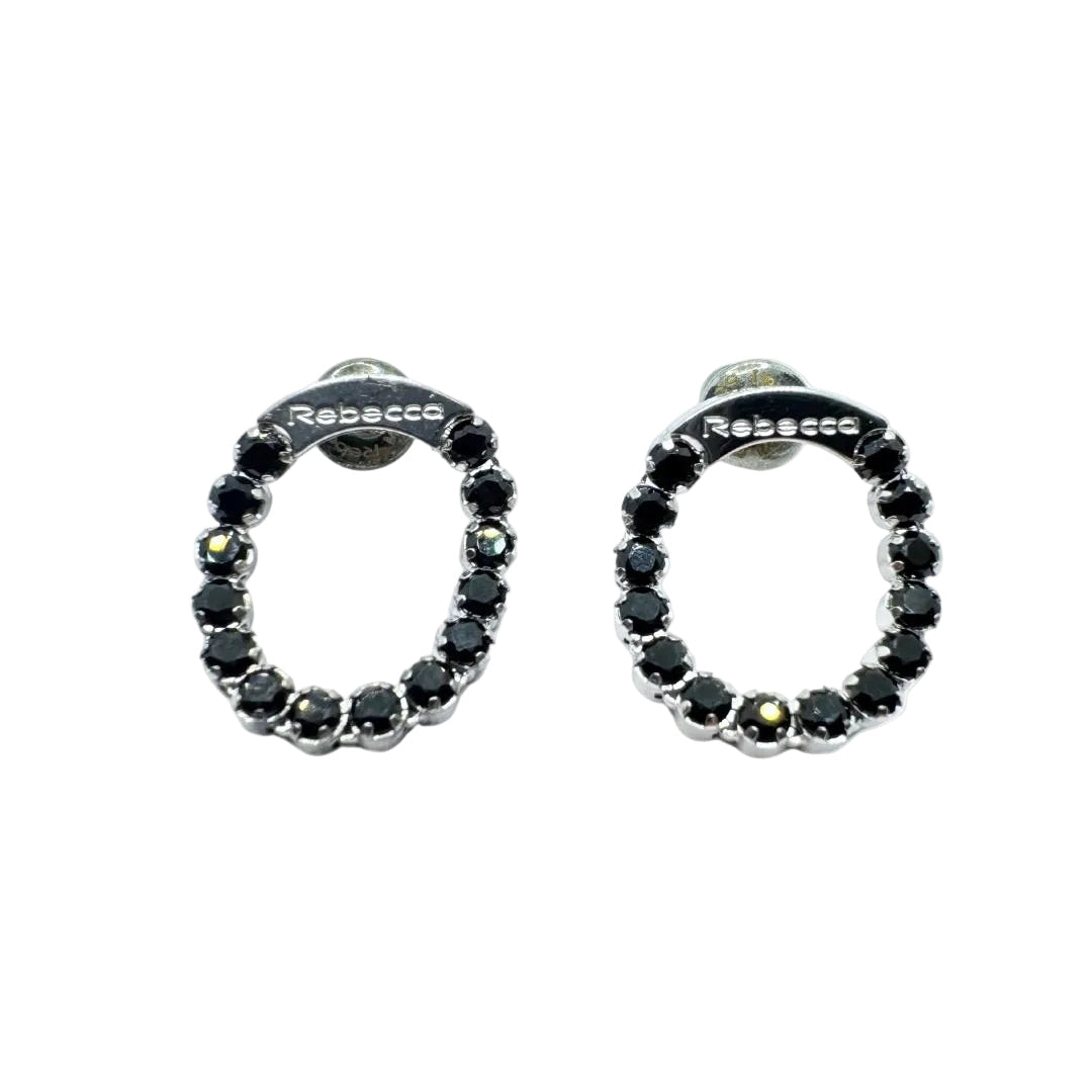 Rebecca Diana Silver Earrings with Black Zircons
