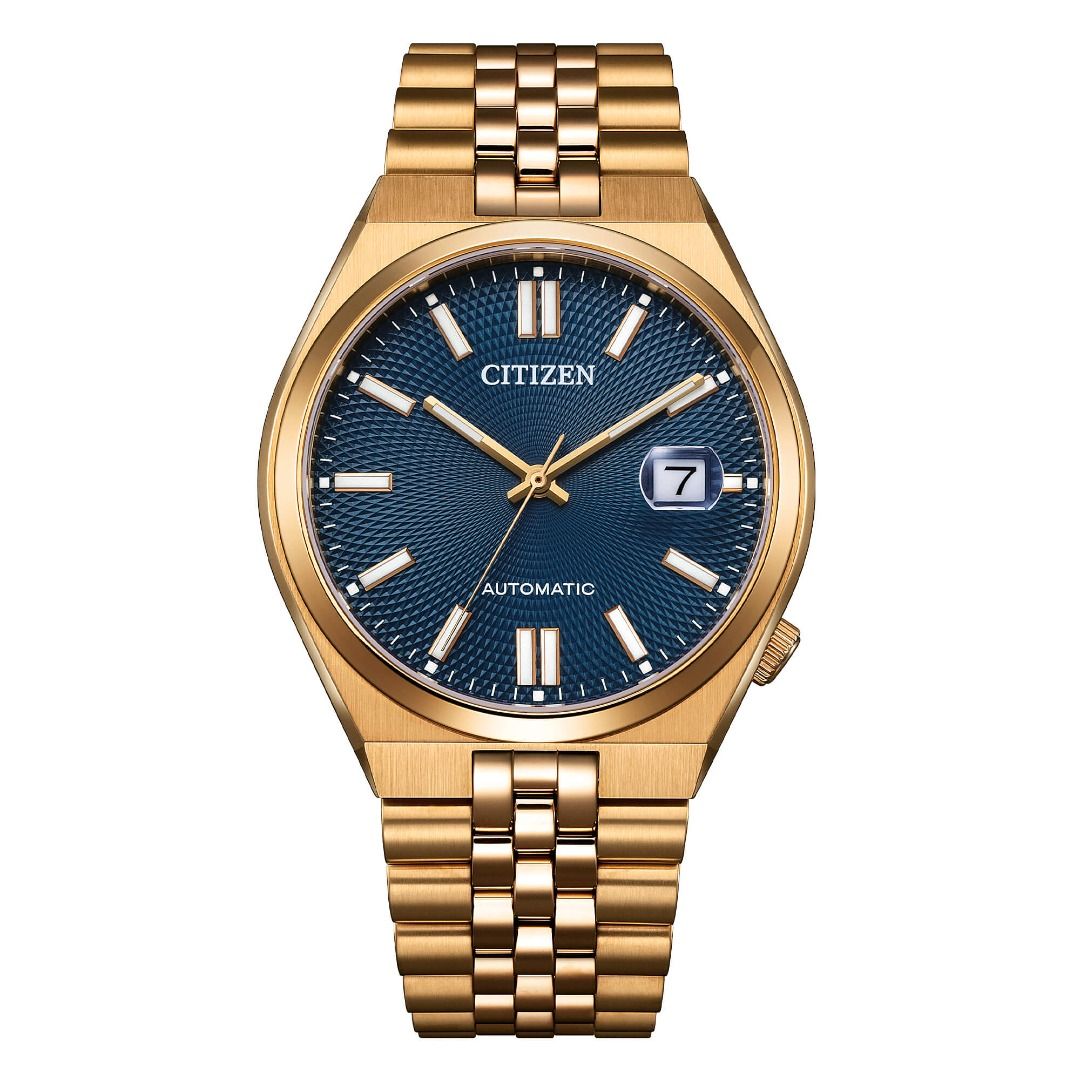 Orologio Citizen Tsuyosa 60 40mm Automatico Quadrante Blu Placcato Oro Rosa NK0023-57L