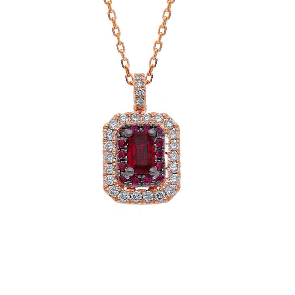 Collar Iannelli de oro rosa hecho a mano con rubíes y diamantes naturales