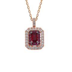 Handmade Iannelli Rose Gold Necklace with Natural Rubies and Diamonds