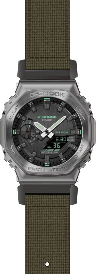 Orologio G-Shock con Cassa Ottagonale PVD Canna di Fucile e Cinturino in Tela