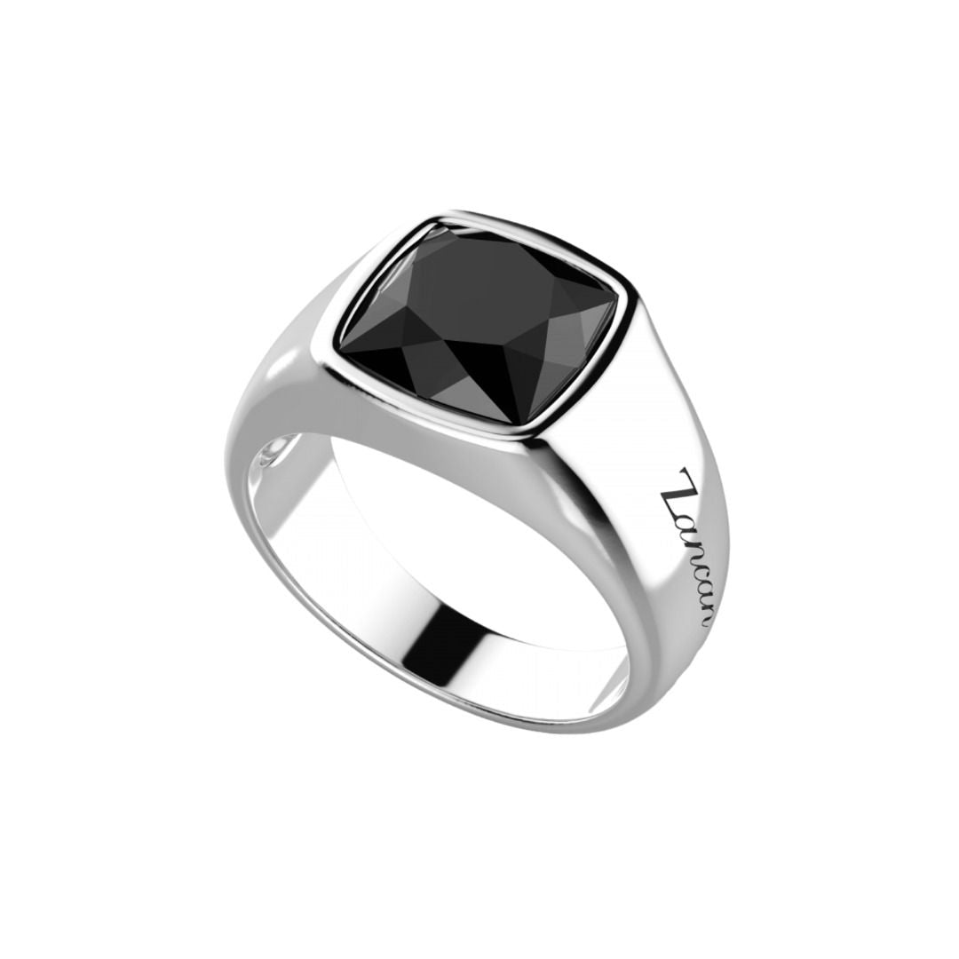 Zancan Silver Ring with Onyx ESA006