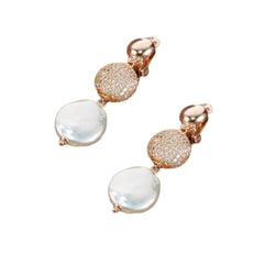 Lelune Earrings with Pavé Sphere and Pearl