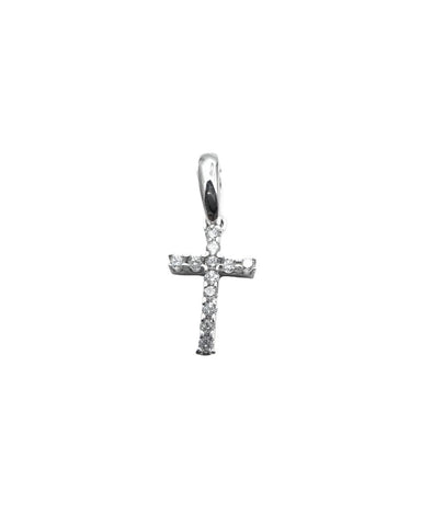 White Gold and Zircon Pendant Cross