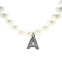 4mm Freshwater Pearl Necklace with Lobster Clasp and White Gold Pendant