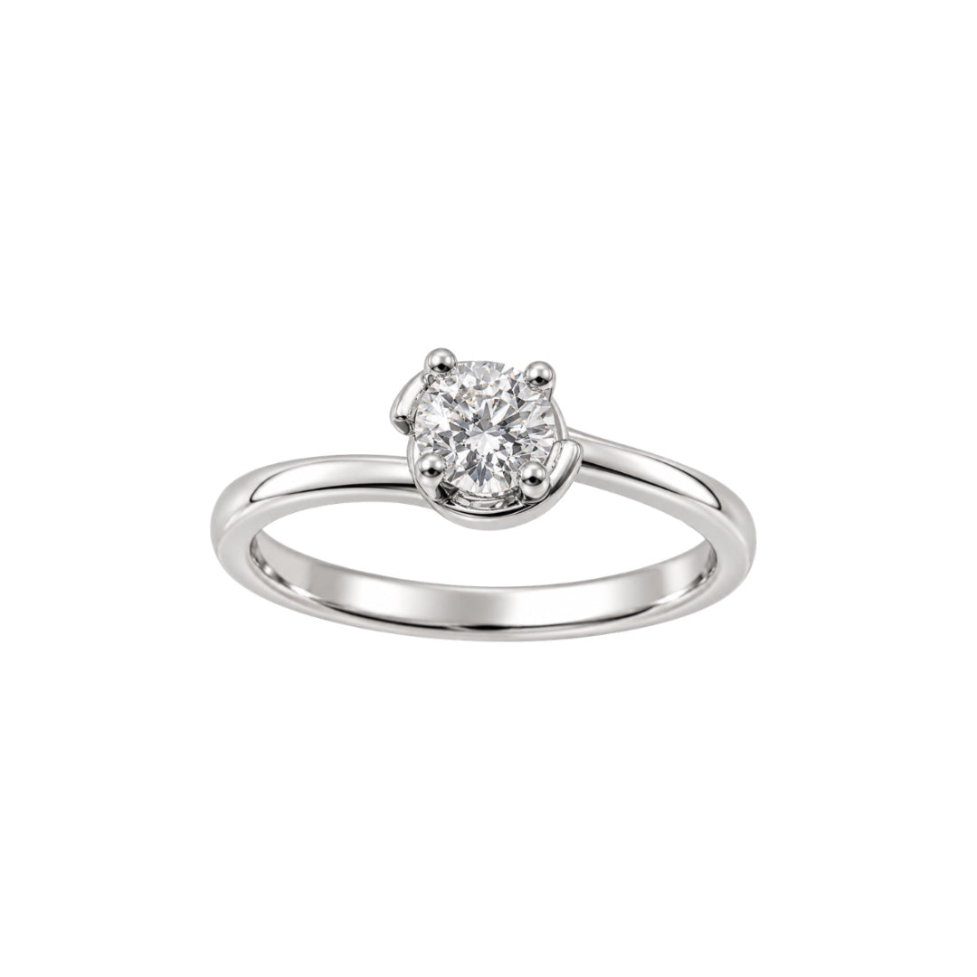 Anello Solitario Salvini Abbracci in Oro Bianco 18 Kt e Diamante Naturale -