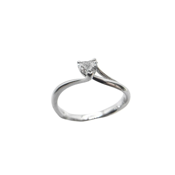 Anello Solitario Giorgio Visconti Contrariè in Oro Bianco con Diamante Taglio Cuore AB16844