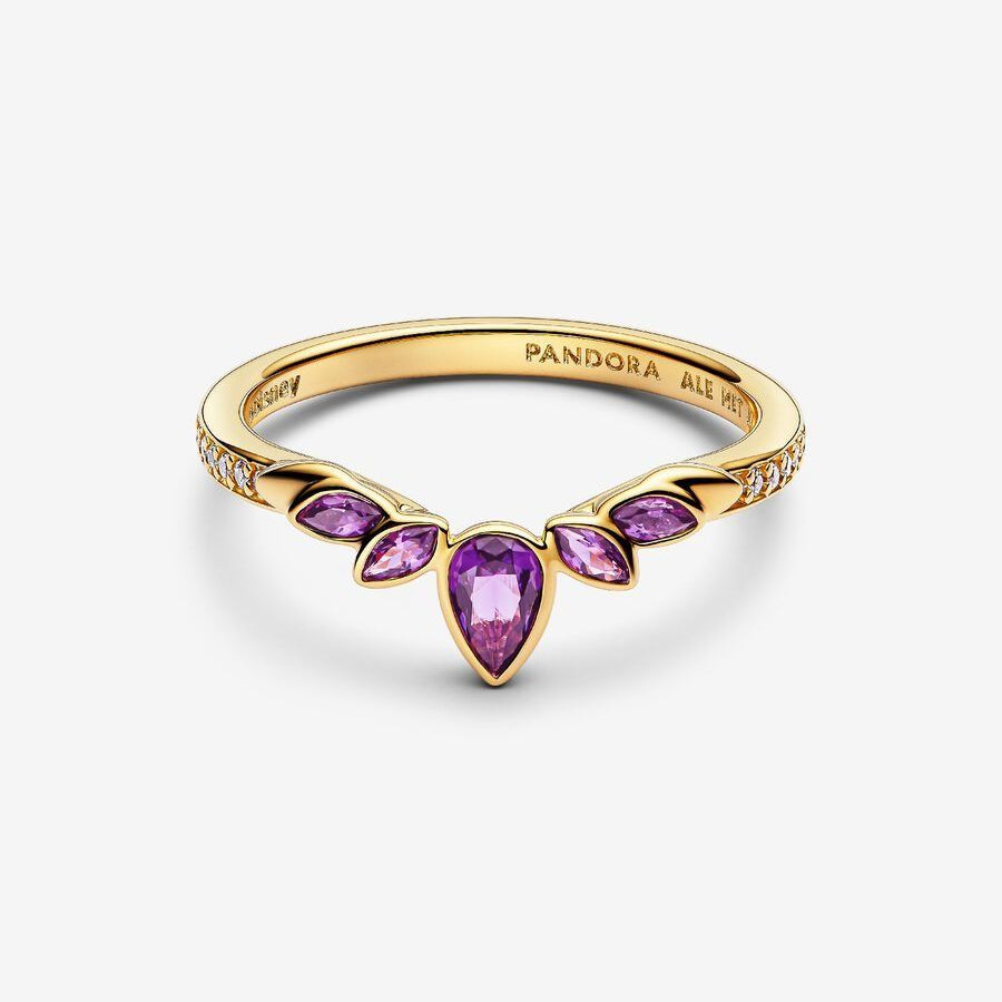 Anillo Tiara Pandora Princesas Disney, Frozen, Anna Chapado en Oro Amarillo de 14 K