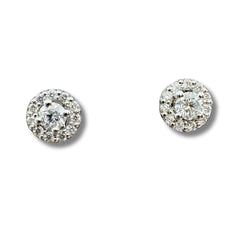 Iannelli Handmade Gold Stud Earrings with Center and Outline Diamonds