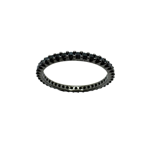 Veretta da Uomo in Oro Brunito 18 KT con Zirconi Neri AN031