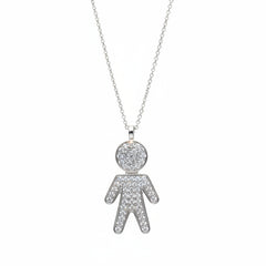 18KT White Gold Necklace with Baby Pendant with Diamonds in Various Sizes