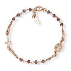Amen Rosary Bracelet Rose with Purple Crystals