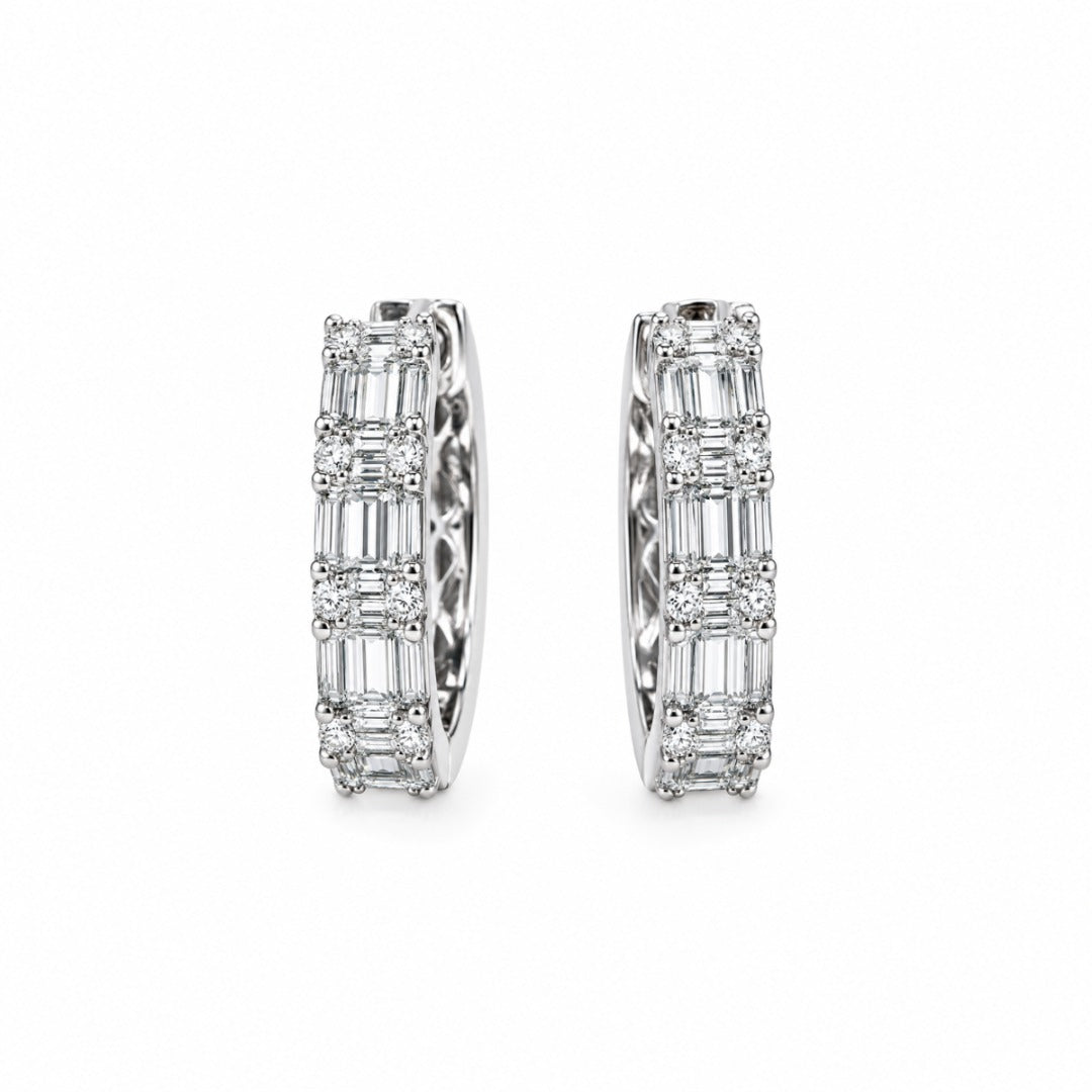 Orecchini Iannelli Handmade Cerchi in Oro Bianco 18 KT e Diamanti Naturali ORCR7
