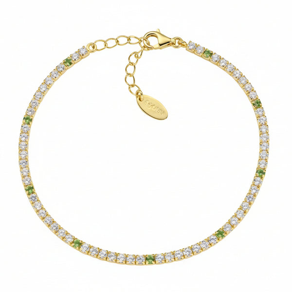Bracciale Amen Tennis Dorato Con Zirconi Verde Oliva E Bianchi BT7GOLB16